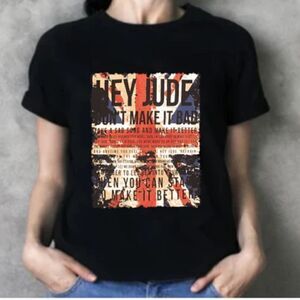 Vintage The Beatles Hey Jude Black Band Concert T Shirt XL